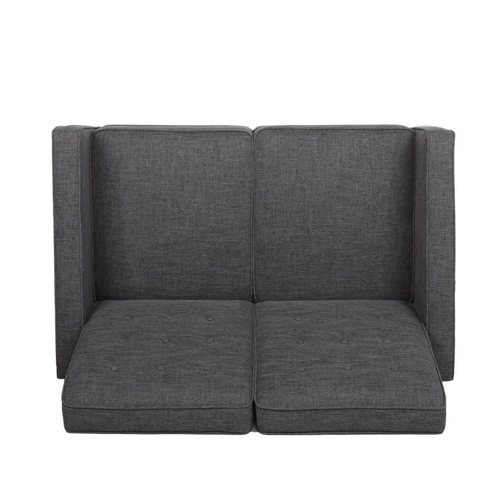 Noble House Craigue Fabric Tufted Loveseat Pushback Recliner, Gray