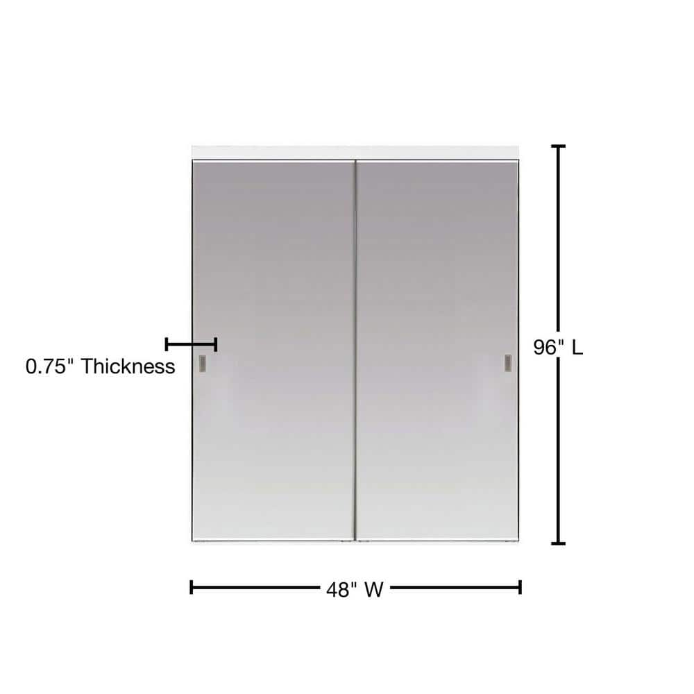 Custom Door and Mirror 96'' Hollow Mirrored Sliding Closet Doors