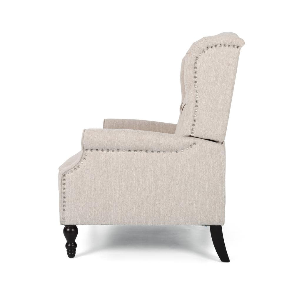 Noble House Barnsfield Oversized Tufted Push Back Recliner, Beige