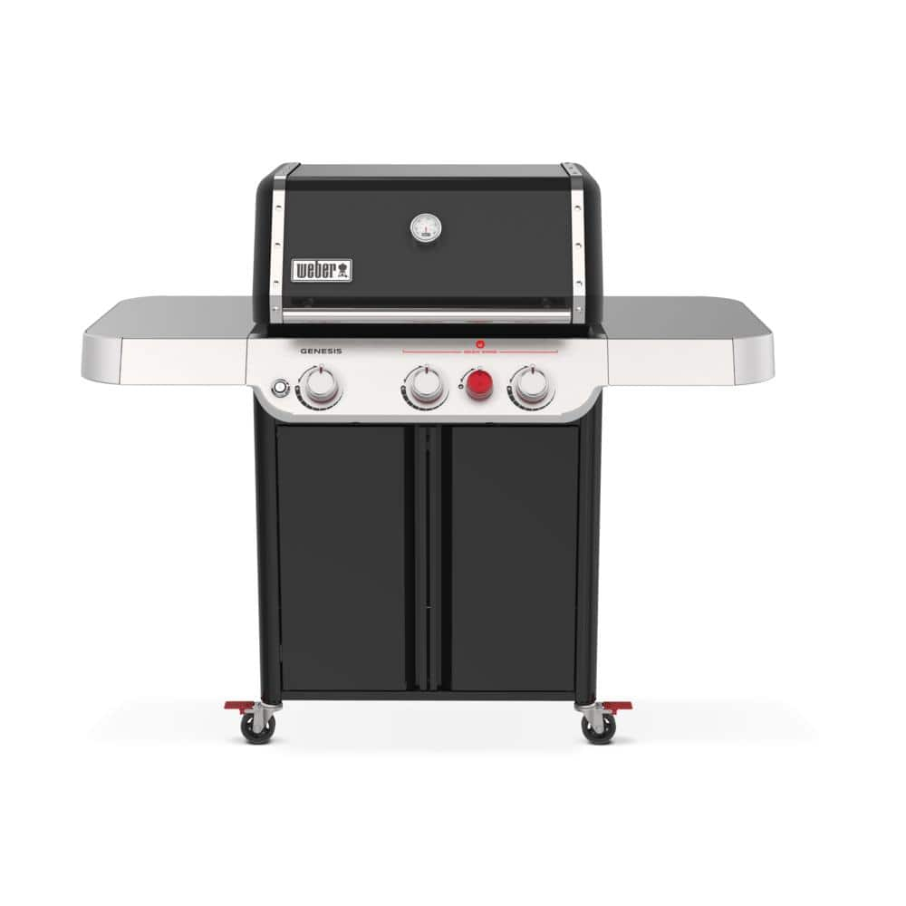 Weber Genesis E-325 3-Burner Silver Propane Gas Grill with Side Tables and Thermometer