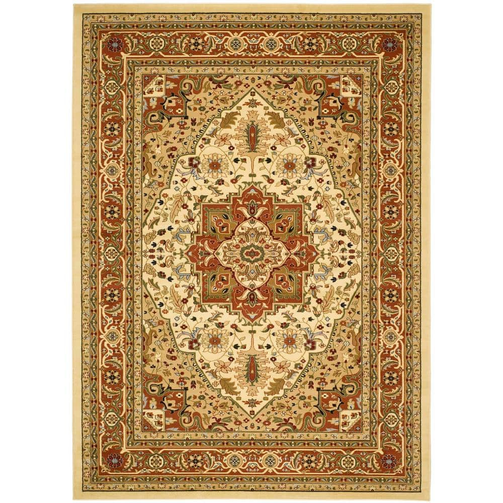 SAFAVIEH Lyndhurst Miranda Traditional Bordered Area Rug, Ivory/Rust, 7'9" x 9'9"