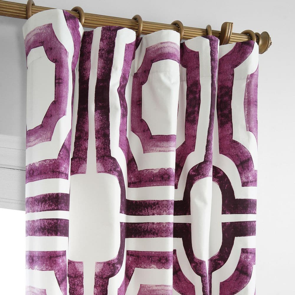 Mecca Pink Printed Cotton Curtain (1 Panel), Mecca Pink, 50W X 108L