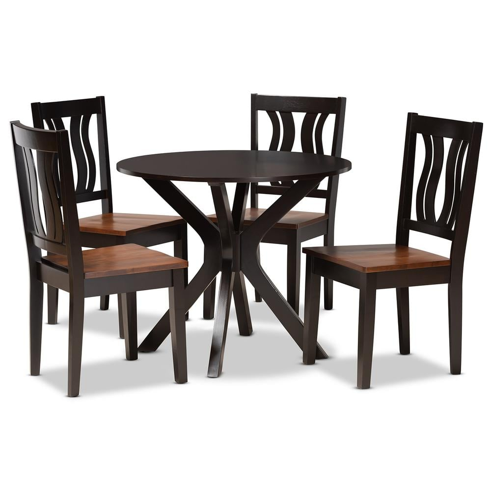 Baxton Studio Mare Modern and Contemporary Transitional Two-Tone Dark Brown and Walnut Brown Finished Wood 5-Piece