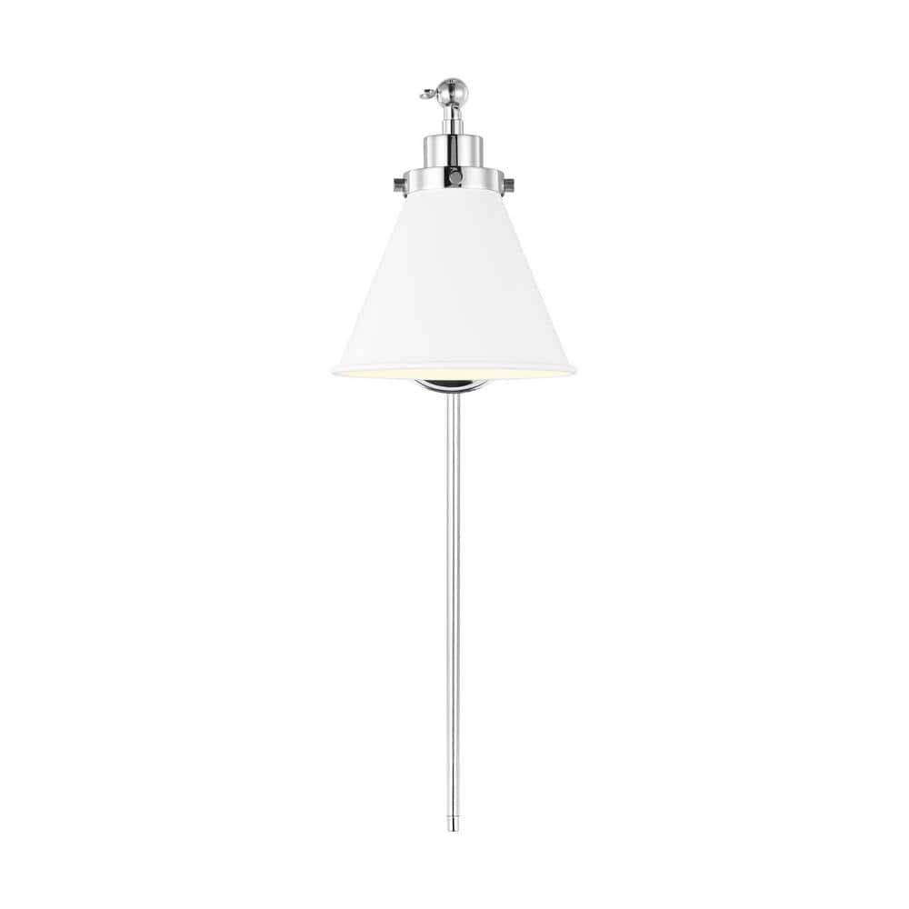 Wellfleet 8.75" Matte White & Polished Nickel Industrial Sconce