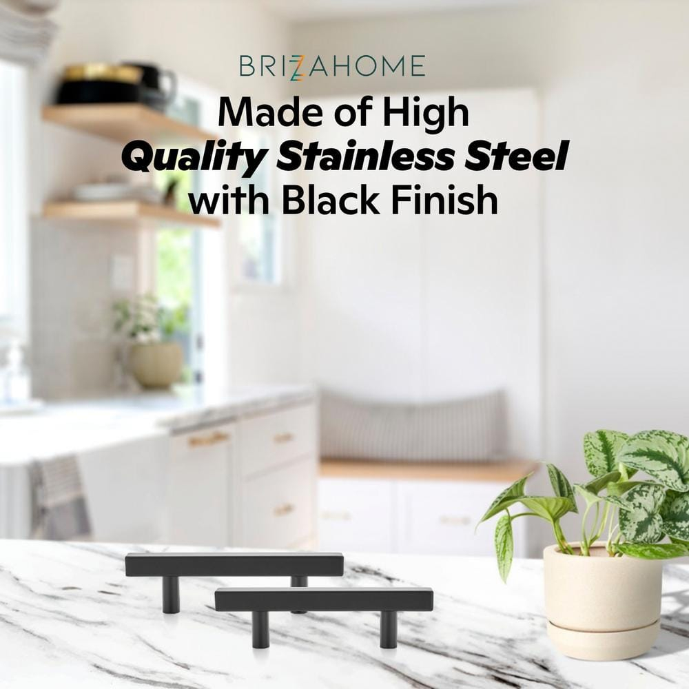 Aretha Series 6-5/16 in. (160 mm) Solid Brushed Brass Hexagon Matte Black Modern Style Cabinet Handle Cupboard Drawer Pull (5-Pack)