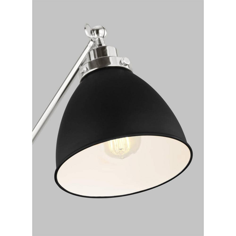 Wellfleet 46'' Adjustable Dome Floor Lamp Set in Polished Nickel