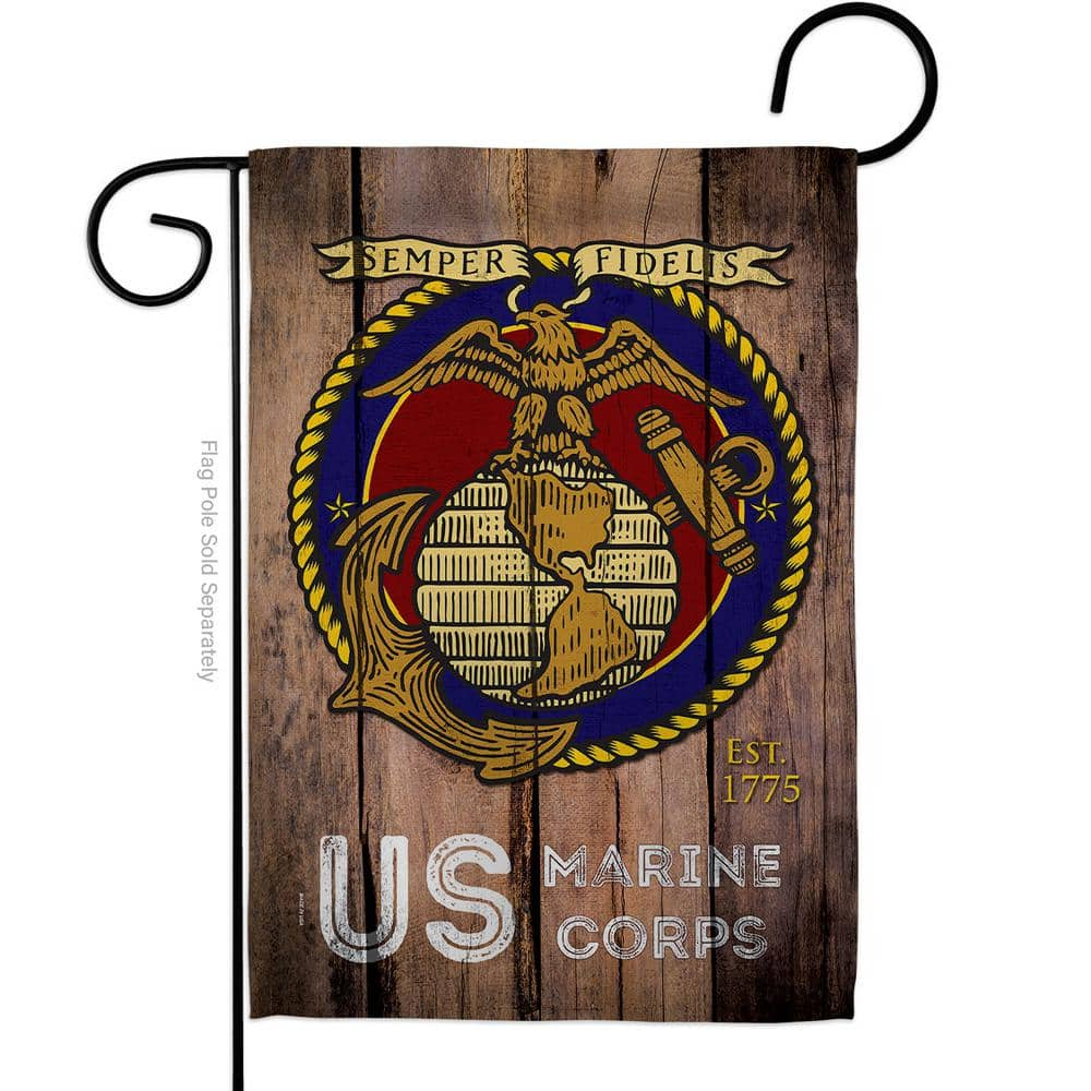 Angeleno Heritage G135083-BO 13 x 18.5 in. US Marine Corps Garden Flag with Armed Forces Double-Sided Decorative Vertical Flags House Decoration Banner Yard Gift