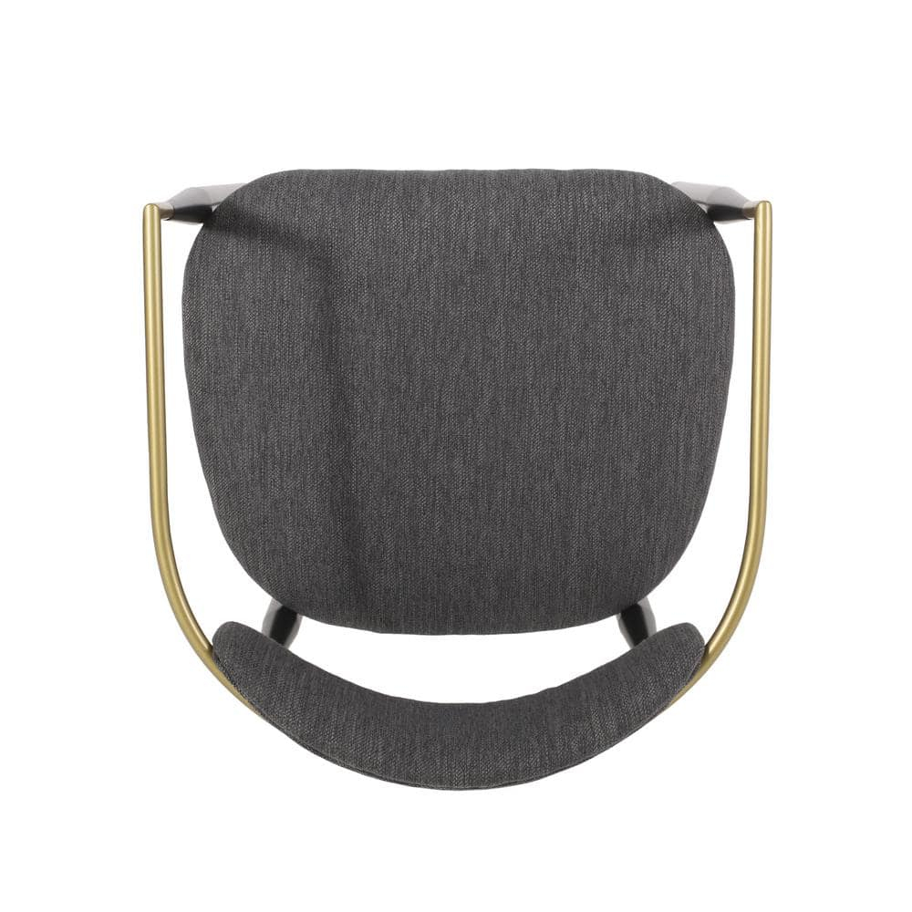 Noble House Boise Indoor Fabric and Metal 30 inch Barstools, Set of 2, Charcoal, Black, and Gold.