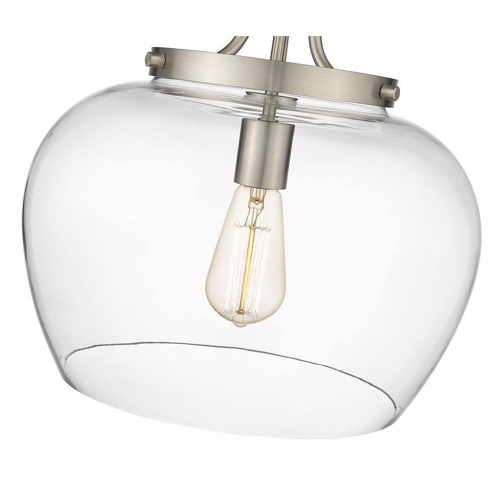 Joliet 13" Brushed Nickel Semi-Flush Mount with Bordeaux Glass Shade