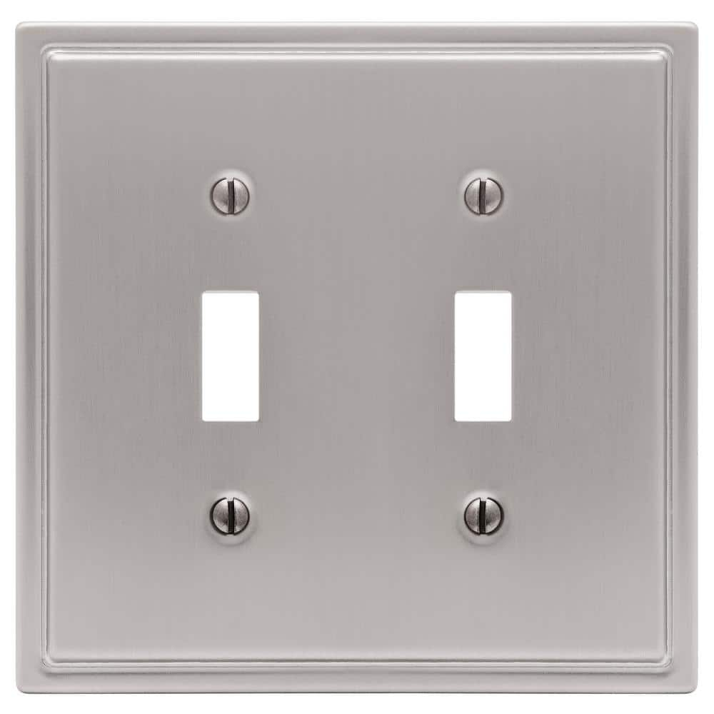 Amerelle 148TTBN Moderne Wallplate, 2 Toggle, Steel, Brushed Nickel, 1-Pack