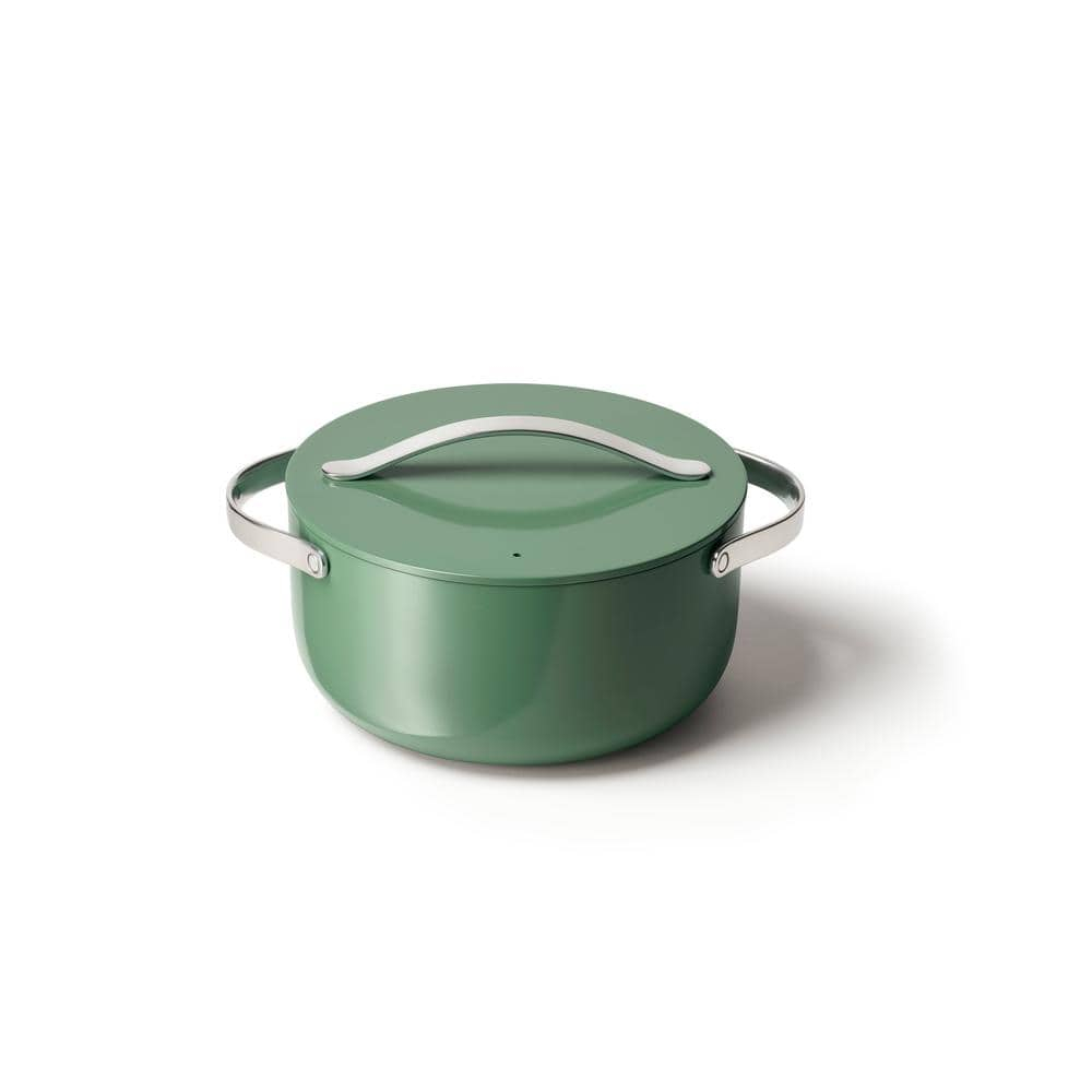 Caraway Home 6.5qt Dutch Oven with Lid Sage: Ceramic Nonstick Cookware, Stainless Steel Handle, Hand Wash