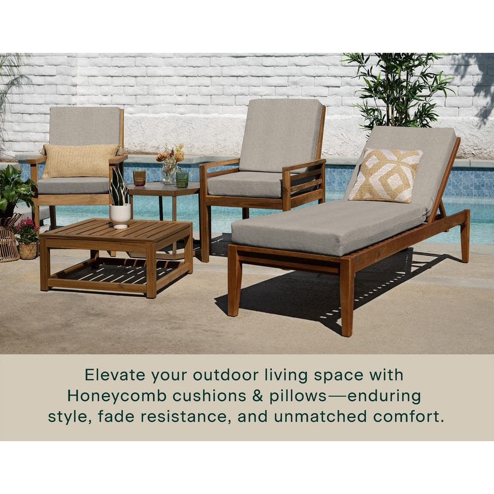 Heathered Solid Taupe Outdoor Highback Dining Chair Cushion