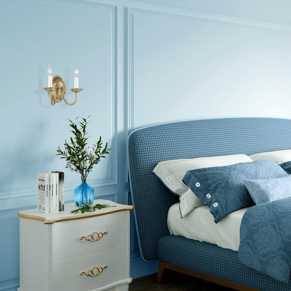 Elegant Antique Brass 2-Light Wall Sconce for Vanity