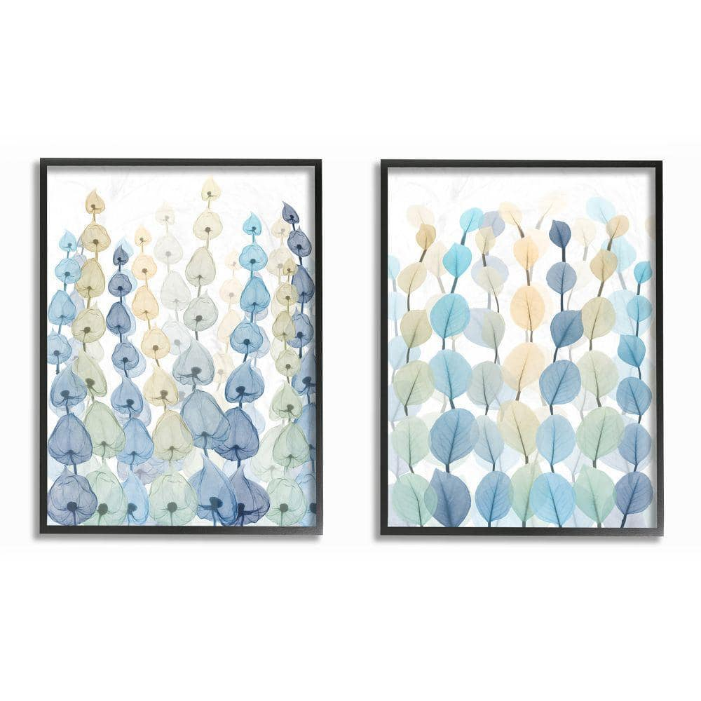 Stupell Industries Seaweeds And Ocean Plants Blue Green Pattern Designs Framed Wall Art by Albert Koetsier, 2 Piece, 16" x 20", Black Framed