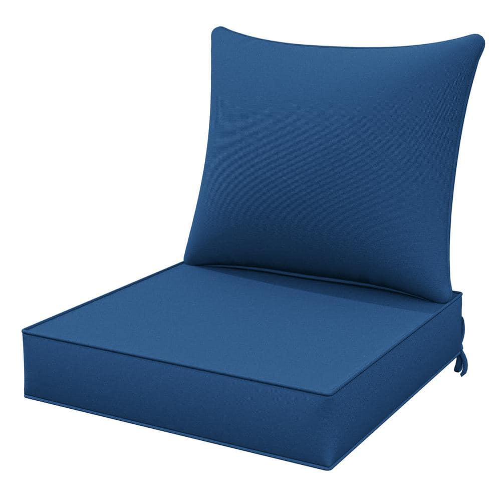 Outdoor Patio Chair Cushions Set 22 L X 22 W X 4 H Waterproof & Fade Resistant Deep Seat and Back Cushions with Removable Covers Outdoor Seat Cushion Set for Chairs and Sofas