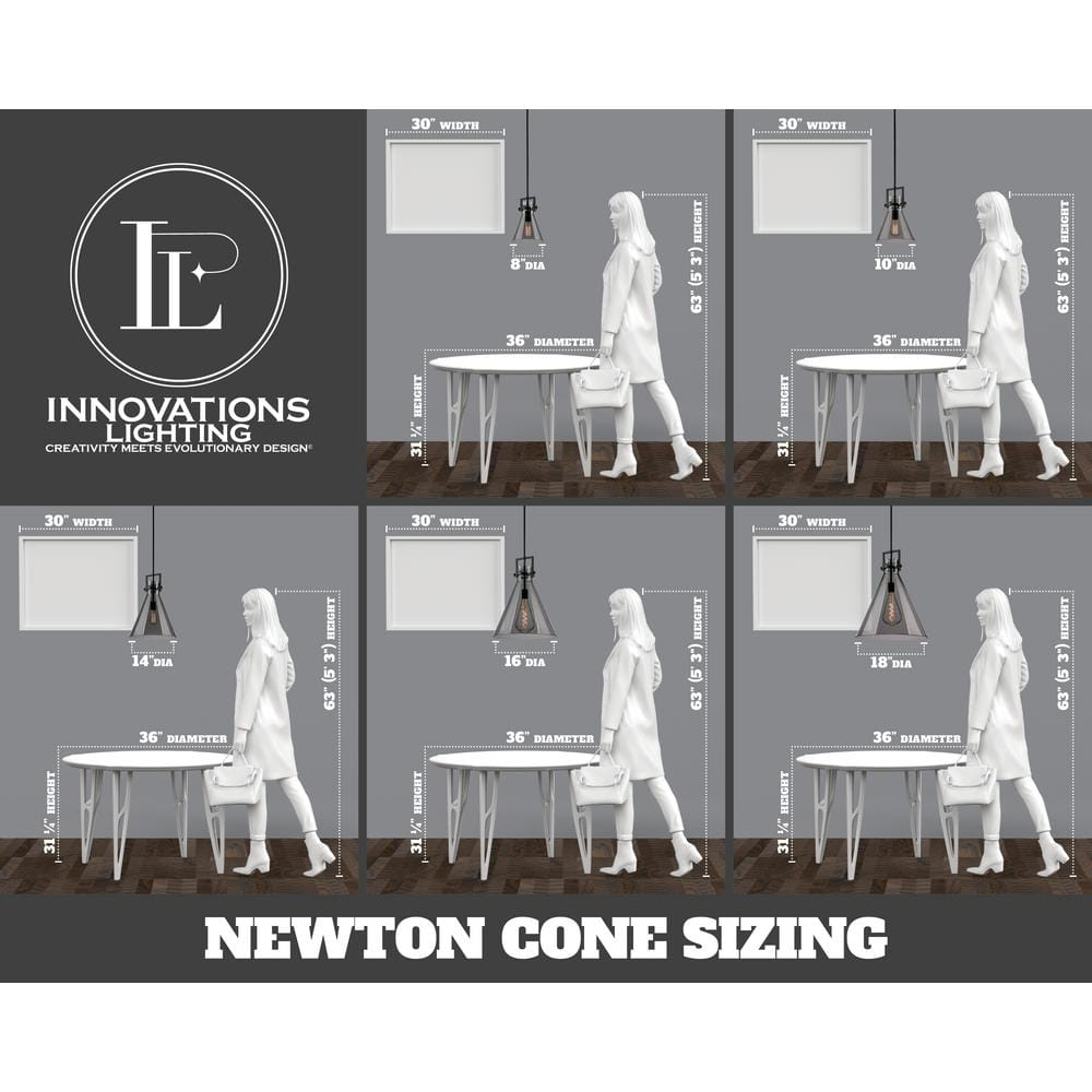 Innovations Lighting Newton Cone 1 - Light Pendant in  Matte Black