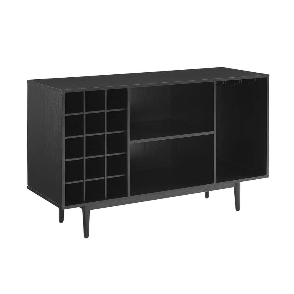 Liam Black Mid-Century Modern Wine Storage Sideboard
