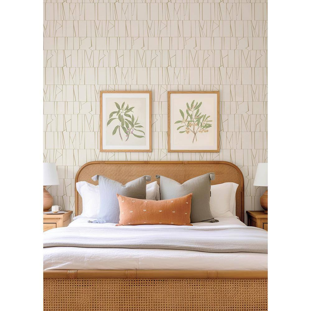Huntington Gold and White Geometric Stripe Non-Pasted Wallpaper