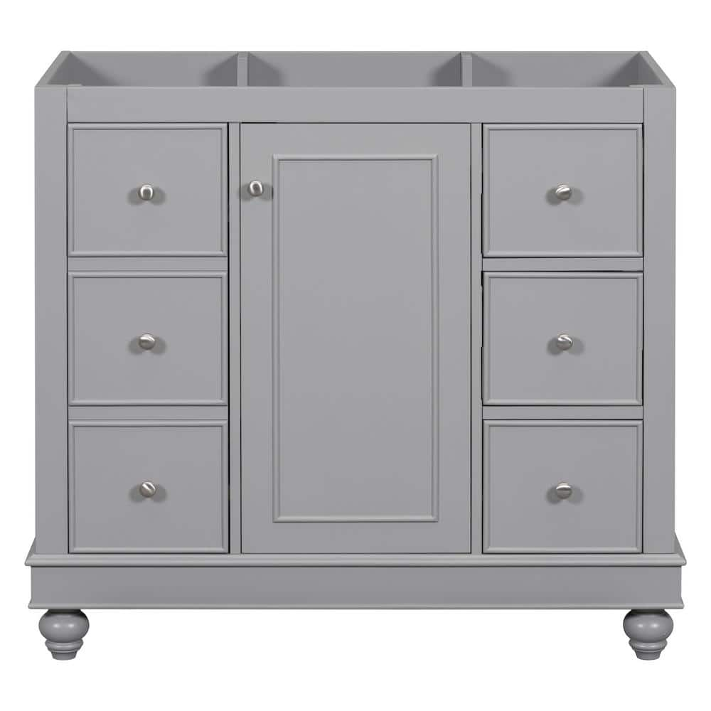 36 in. Gray Solid Wood Freestanding Bath Vanity Cabinet