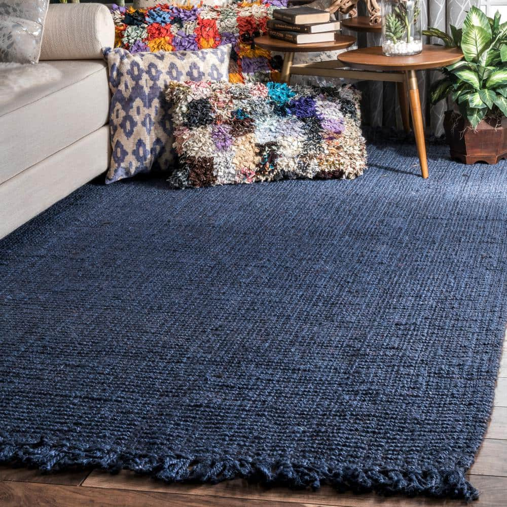 nuLOOM Daniela Chunky Jute Navy 5' x 7' 6" Farmhouse Area Rug