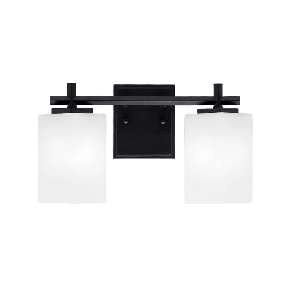 Toltec Lighting Franklin 2 Light Bath Bar With 3.5" Square White Marble Glass