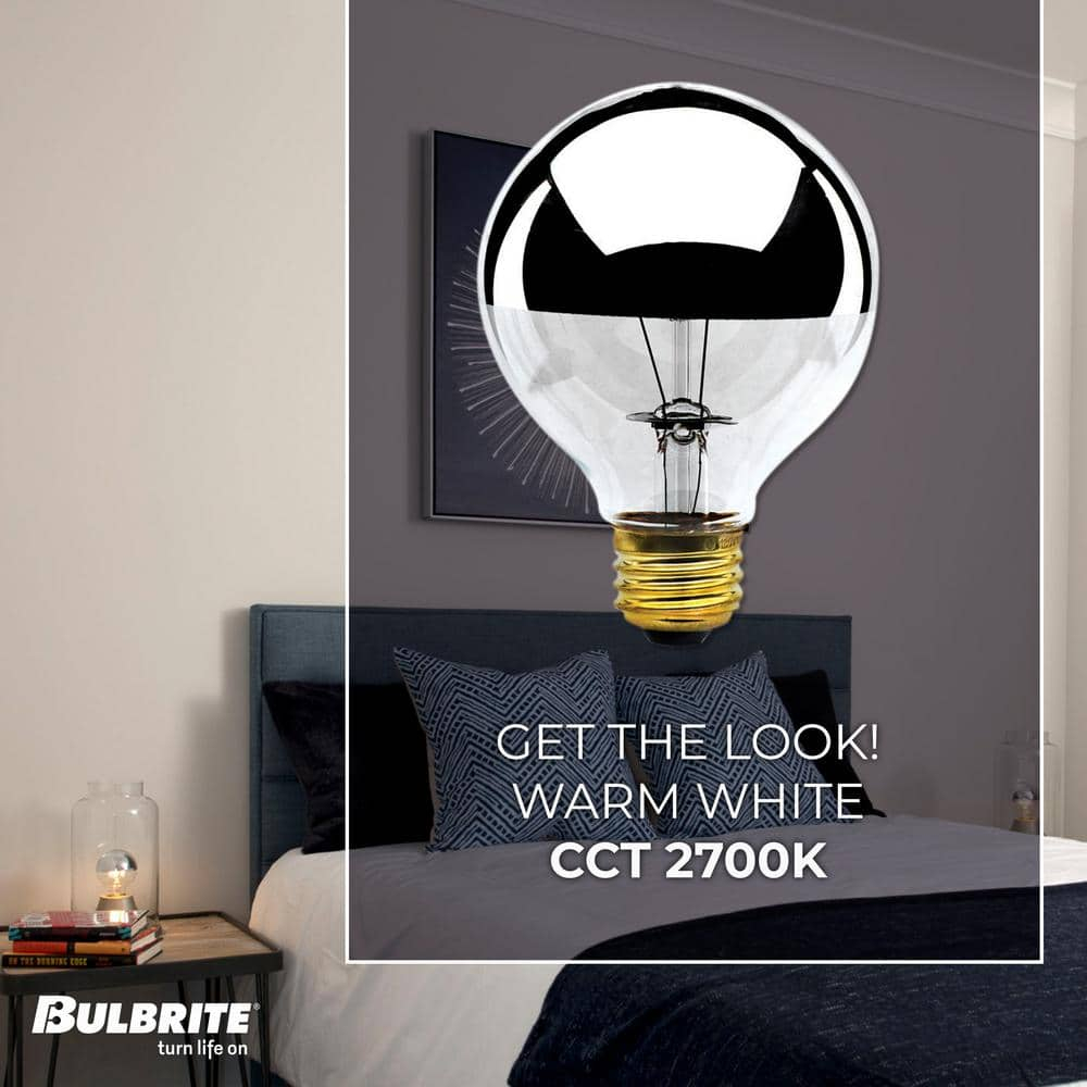 Bulbrite  Pack of (6) Dimmable Half Chrome Medium (E26) Incandescent Bulb G25 40 Watt