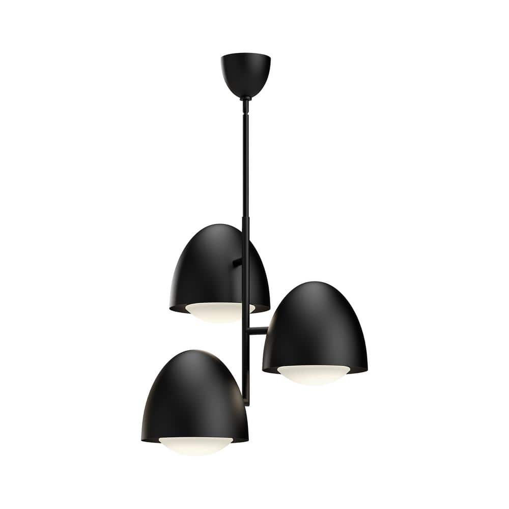 Kenji Matte Black and Opal Glass Chandelier