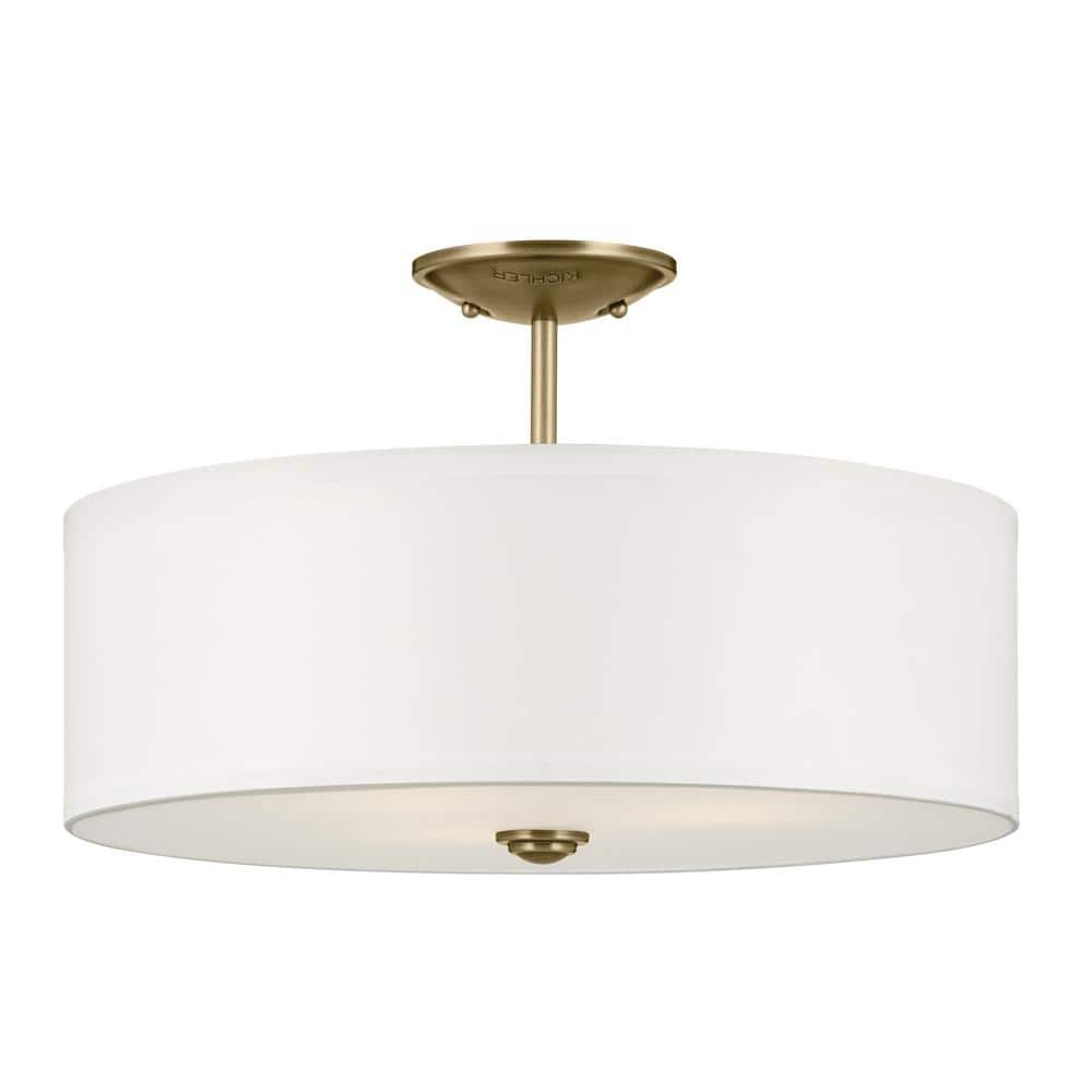 Kichler Lighting Shailene 3 - Light Semi-Flush Mount in  Natural Brass