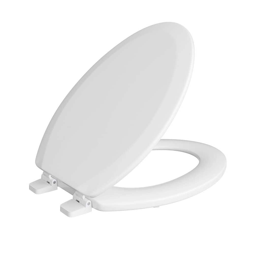 White Elongated Wood Toilet Seat with Comfort Design