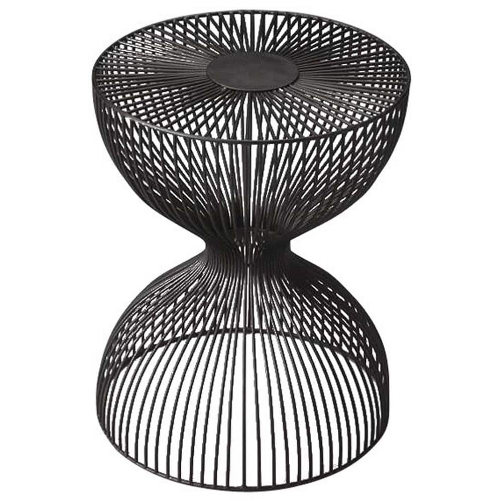 Nicholas 14 in. W Black Round Iron End Table