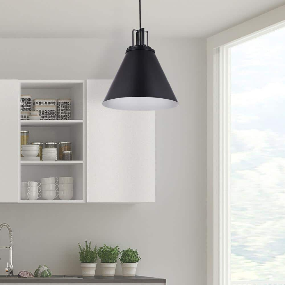 Dainolite - Sonus - 1 Light Pendant-Matte Black Finish-Matte Black Shade Color