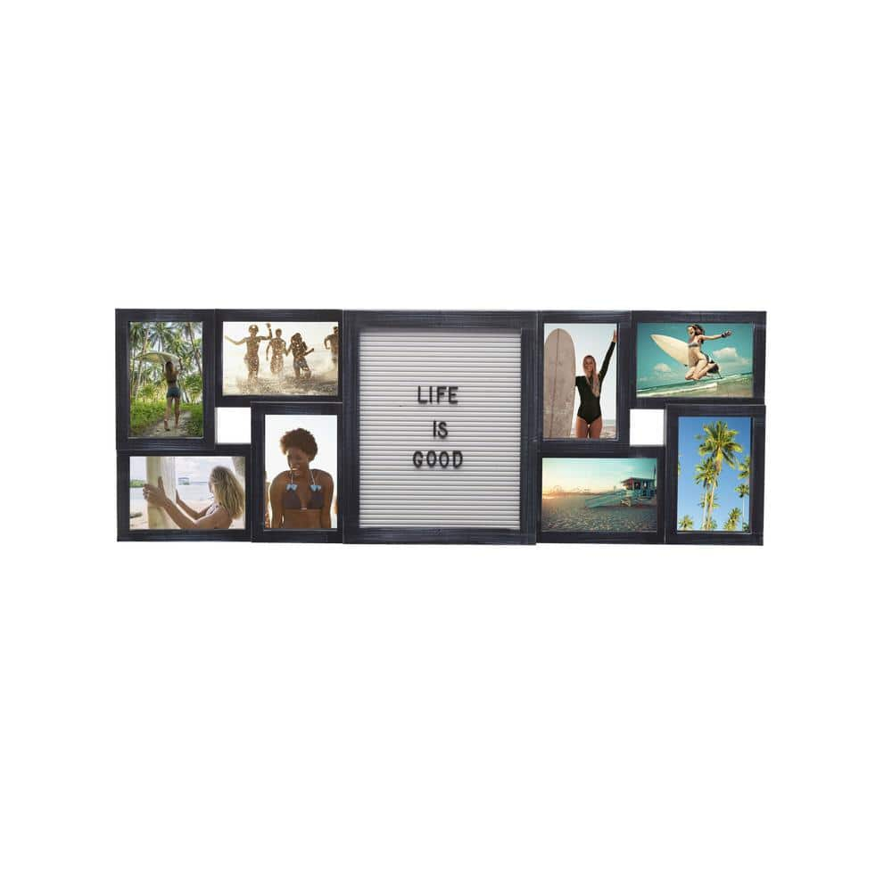 Melannco 8-Opening 4 x 6/6 x 4 Distressed Collage Picture Frame 8 Count