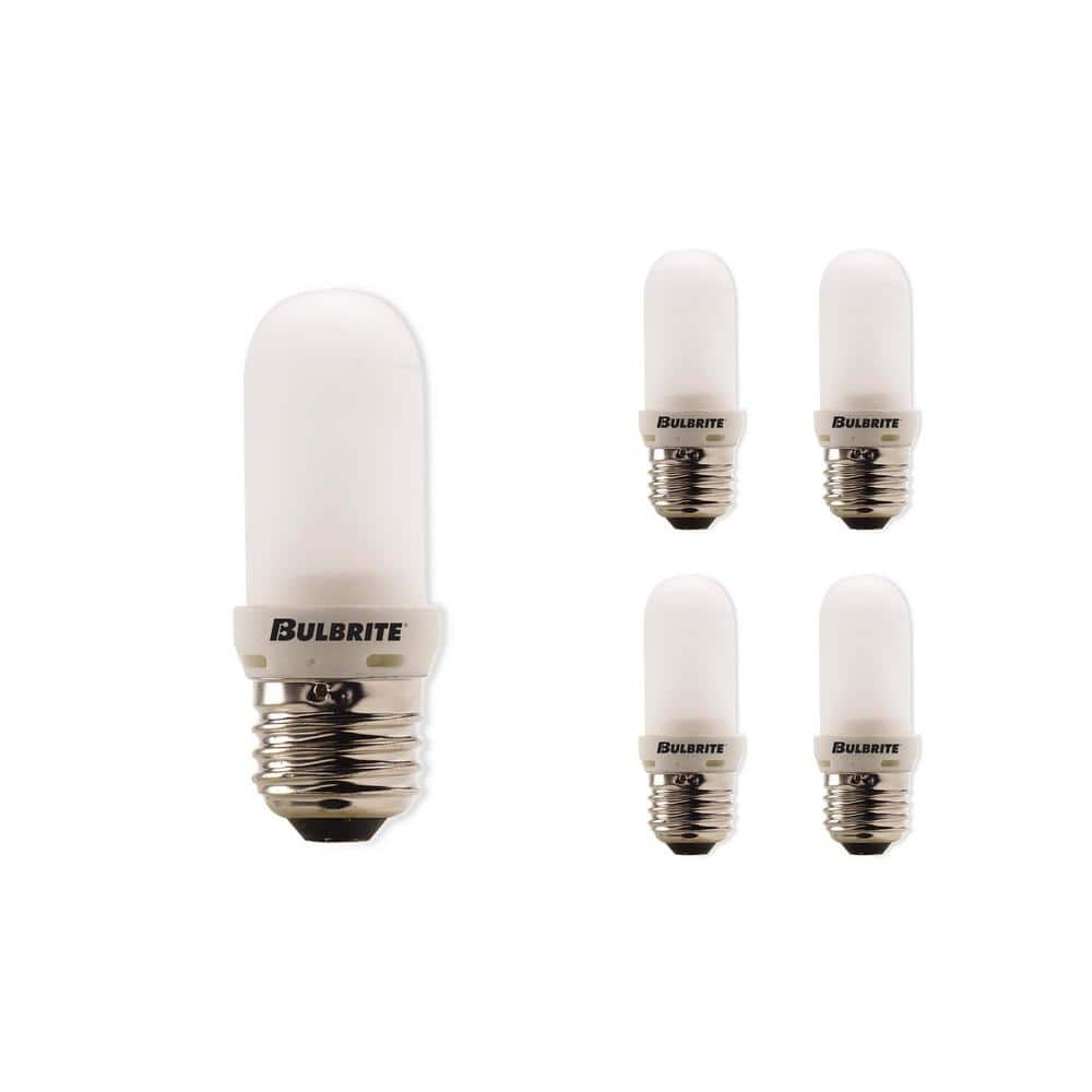Pack of (5) 150 Watt 120V Dimmable Frost T8 Double Envelope Halogen Mini Light Bulbs with Medium (E26) Base  2900K Soft White Light