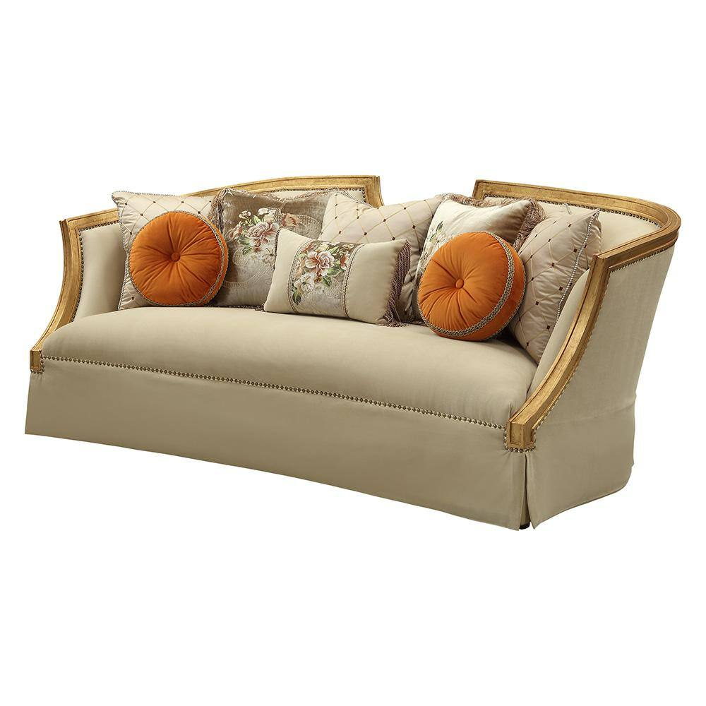 ACME Daesha Sofa in Antique Gold Wood Trim
