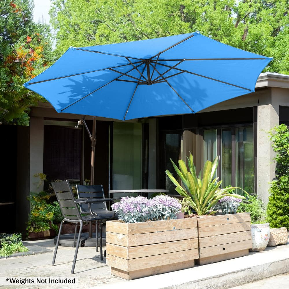 Cantilever Umbrella - 10FT Offset Outdoor Patio Umbrella with Tilt, Blue