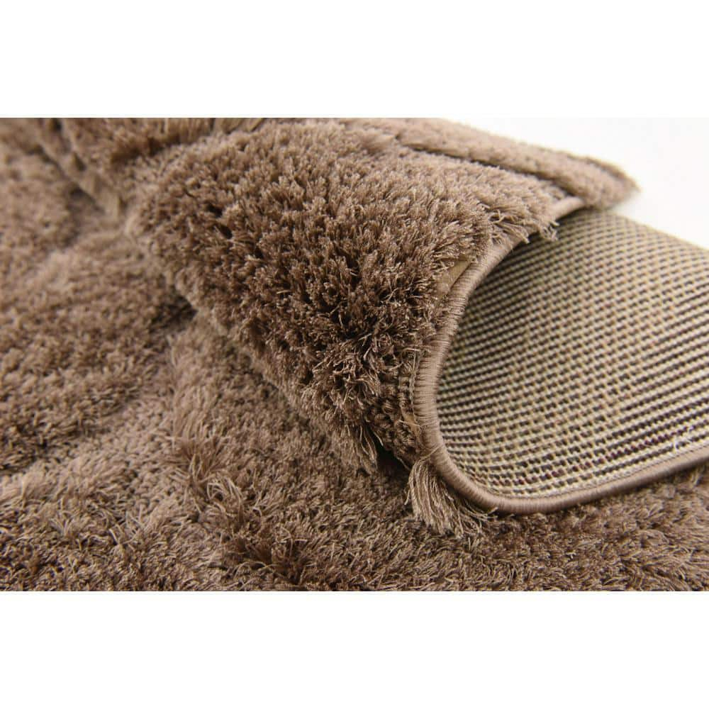 Brown Floral Shag Synthetic Rectangular Area Rug 5' x 8'
