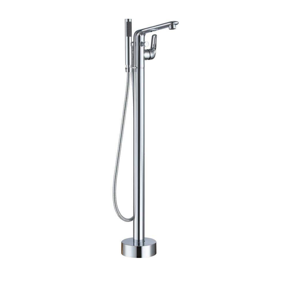 Single-Handle Freestanding Tub Faucet Bathtub Filler Faucet with Hand Shower in Chrome