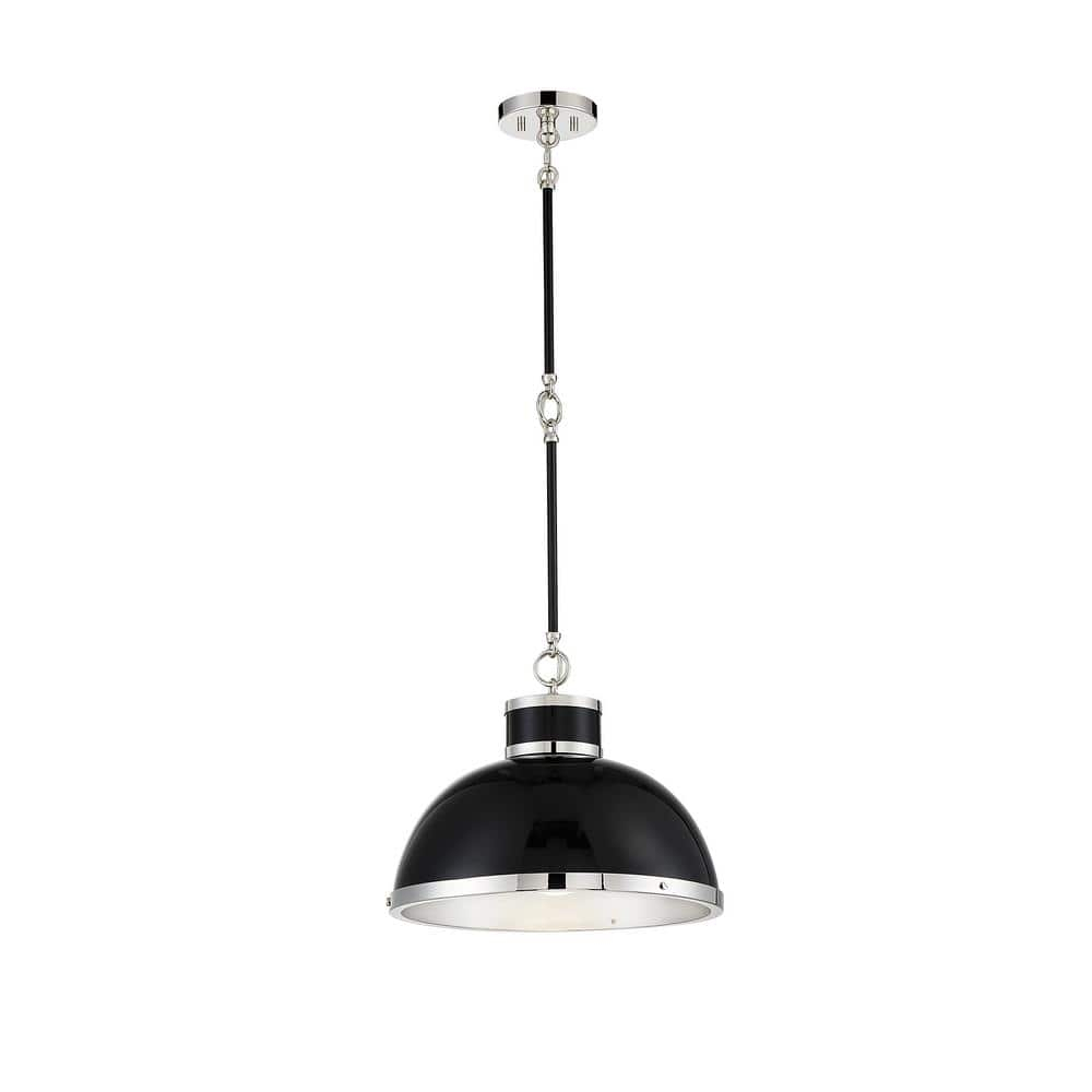 Savoy House Corning 1 - Light Pendant in  Black/Polished Nickel