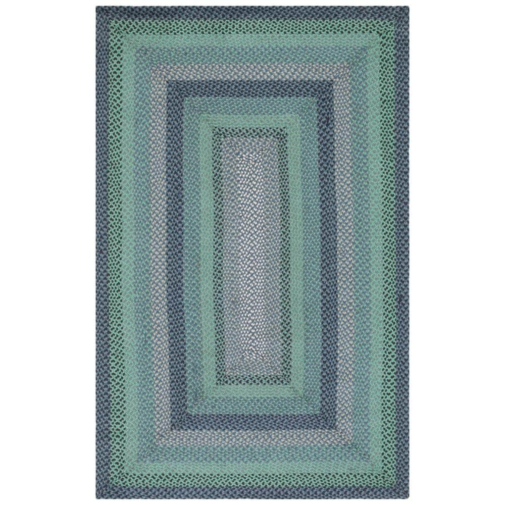 SAFAVIEH Braided Claes Bordered Reversible Area Rug, Grey/Green, 5' x 8'