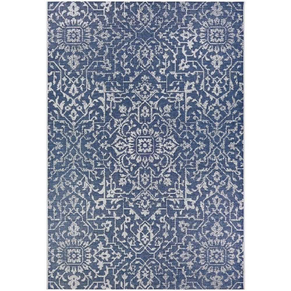 Couristan Monte Carlo Palmette Indoor/Outdoor Area Rug, 3'9" x 5'5", Navy-Ivory
