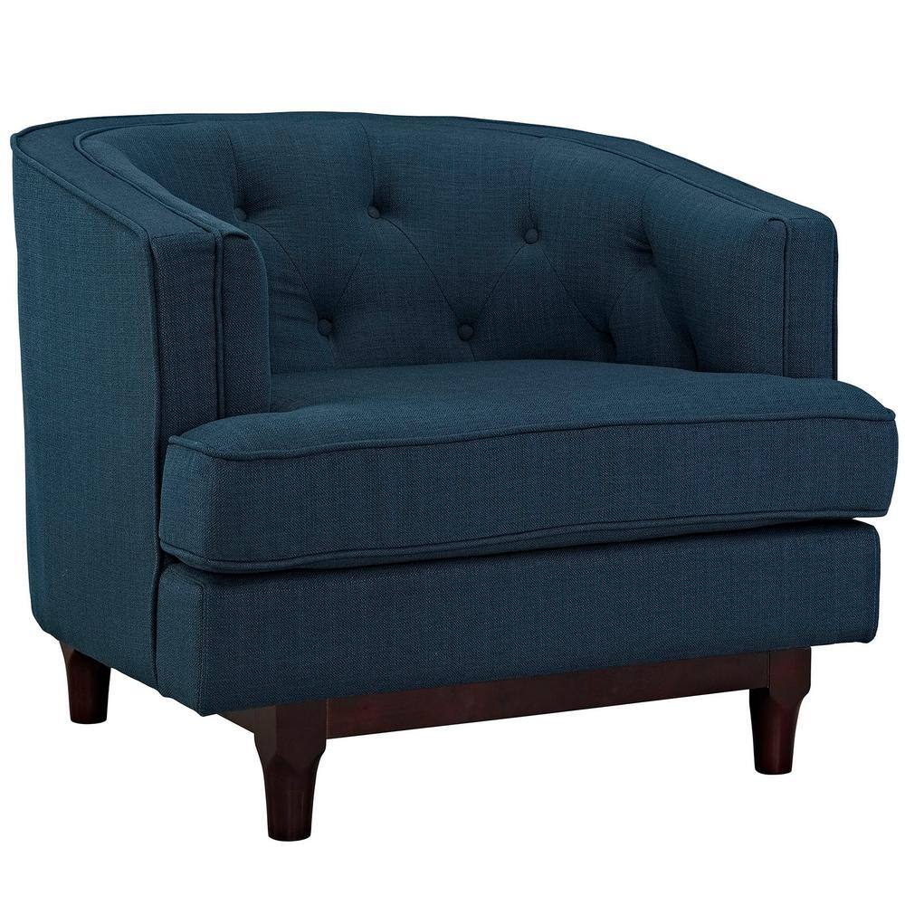 Modway Coast Modern Upholstered Polyester Fabric Armchair in Azure Blue