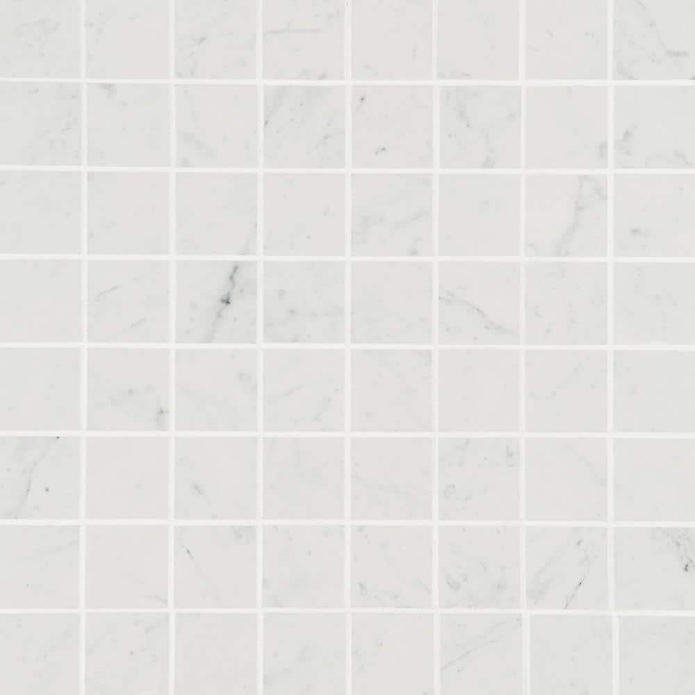 Saroshi Carrara Giola 11.81 in. x 11.81 in. Matte Porcelain Floor and Wall Mosaic Tile (0.96 sq. ft./Each)
