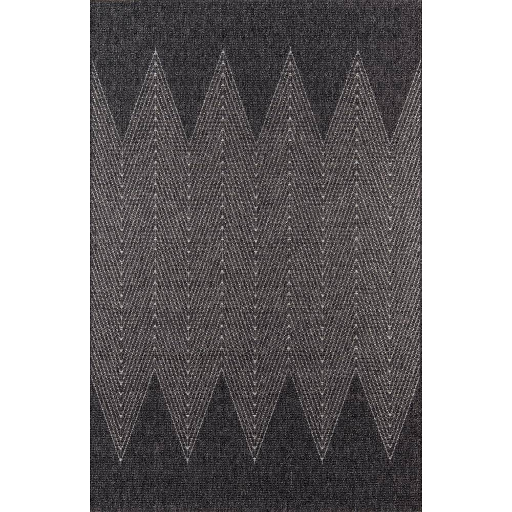 Momeni Como Polypropylene Machine Made Charcoal Indoor Outdoor Rug 9'10" X 13'2"
