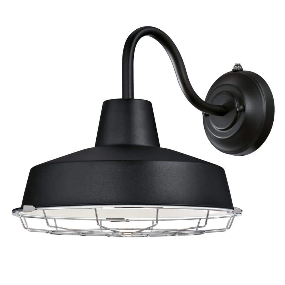 Westinghouse Lighting Westinghouse Academy One-Light LED Outdoor Wall Fixture, Cage Shade 20 Textured Black (New Version) 12-Inch 7 to 12 Inches 13 to