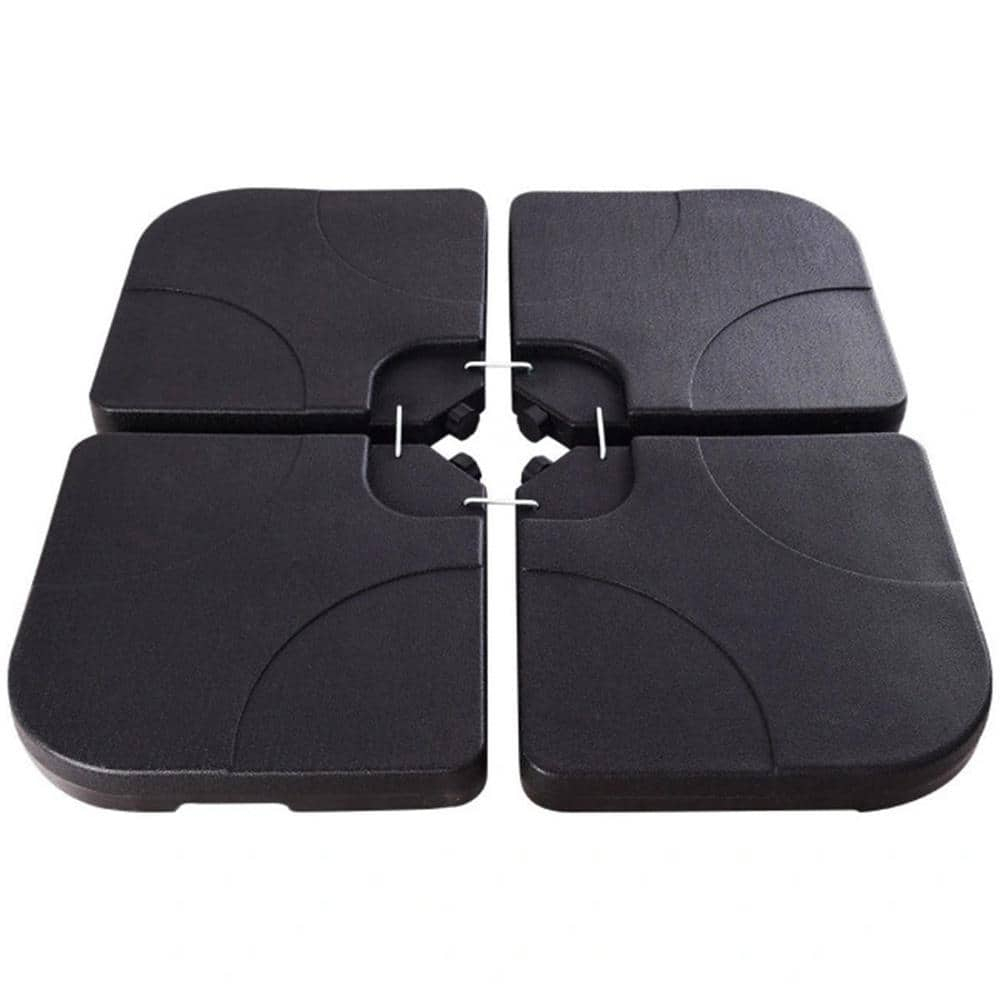 IVV 4PCS Patio Cantilever Offset Umbrella Base, Square Shaped Sand/Water Filled Weight Stand, Outdoor Umbrella Base Plate w/Heavy Duty Plastic, 39" x 39" Umbrella Base (Black)