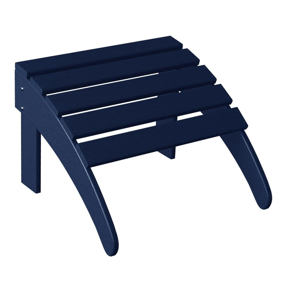Polytrends  Laguna Hdpe All Weather Outdoor Patio Foldable Ottoman Navy Blue