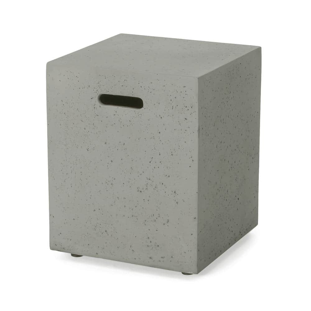 Noble House Aidan 50.000 BTU Rectangular Concrete Stone Fire Pit in Light Gray
