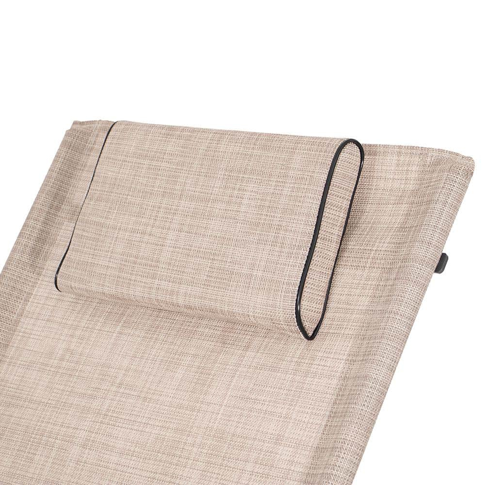 Crestlive Products Patio Outdoor Rocking Chair Curved Rocker Chaise Lounge Chair with Pillow Beige