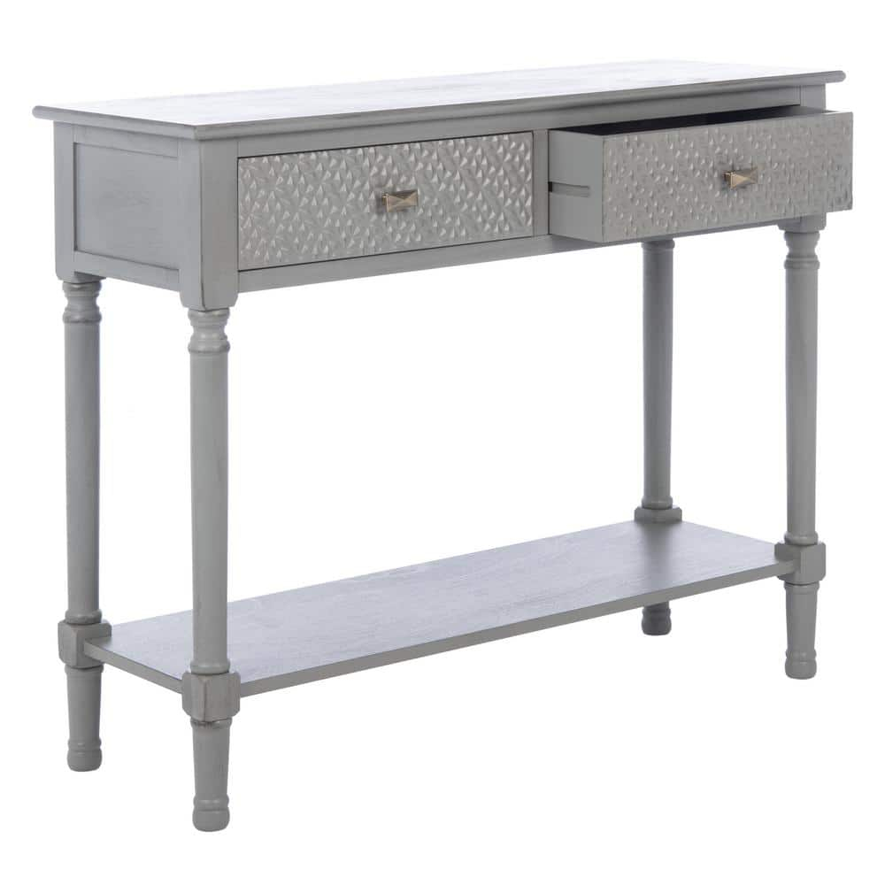 SAFAVIEH Halton Modern 2 Drawer Console Table, Distressed Grey