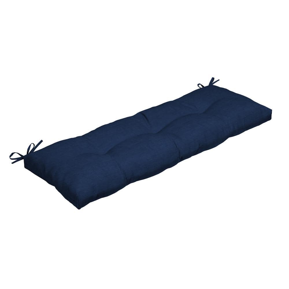 48 in. x 18 in. Rectangular Outdoor Plush Modern Tufted Bench Cushion, Sapphire Blue Leala